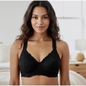 Maurices Women's Size Large Pullover Padded Lace Bralette Black GUC‎